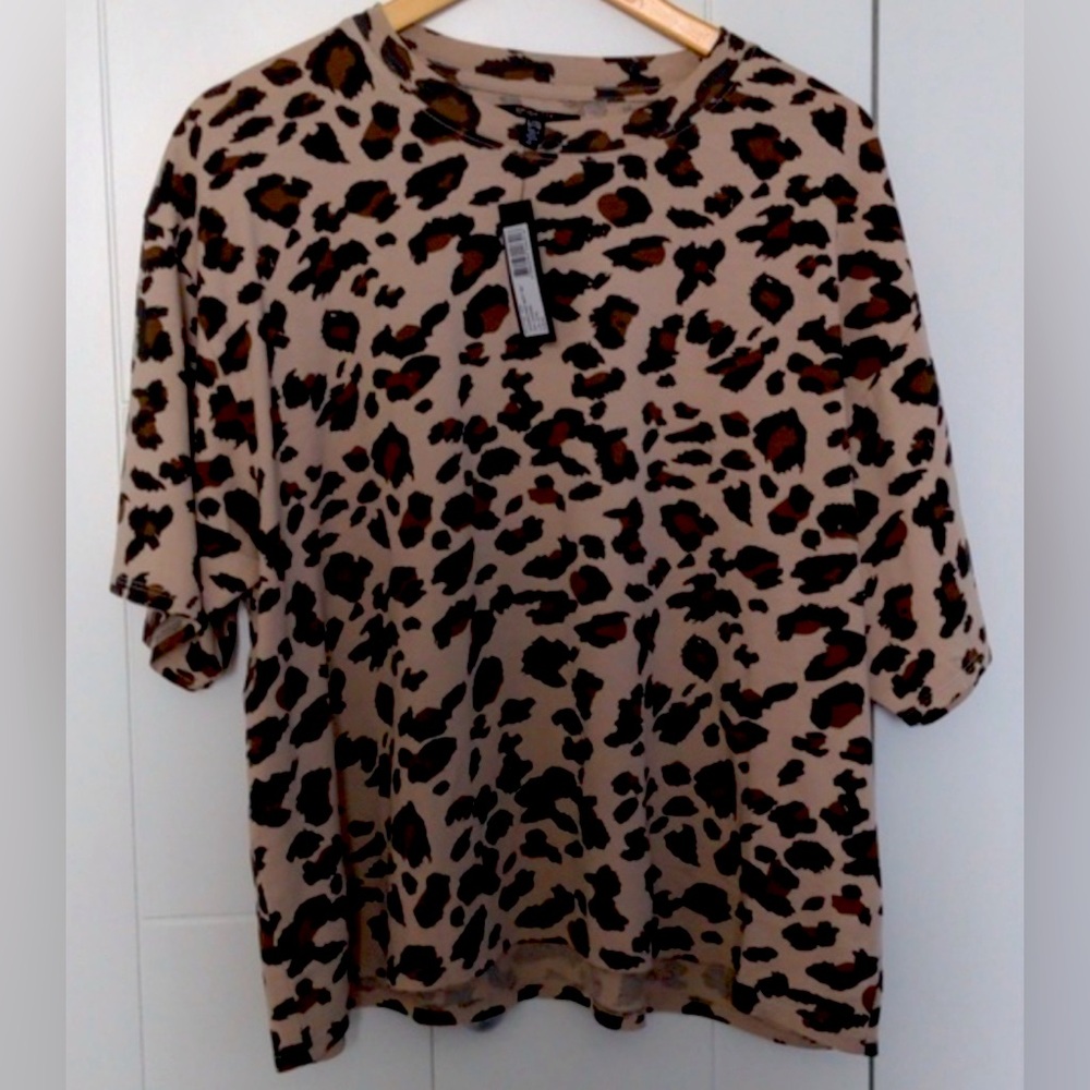 NWT Brunette the Label Boxy Leopard  Print Shirt